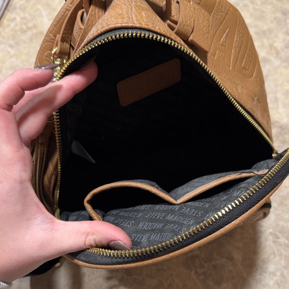 Steve Madden Tan Embossed Backpack - Picture 3 of 4